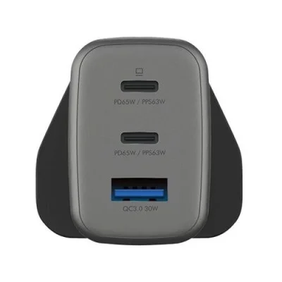 Energea Ampcharge Gan65, 2C1A Pd/Pps/Qc3.0 Wall Charger,65W (Uk) - Gunmetal